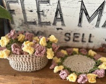 Trendy Crochet Flower Coaster Set - TikTok Famous! Perfect Gift Idea for mom, grad, birthday, housewarming, for her. Boho home accessories