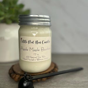 Apple Maple Bourbon Soy Candle – 12 oz Fall Scented Candle – Hand-Poured in Small Batches  with Clean Ingredients, Cozy Autumn Home Decor