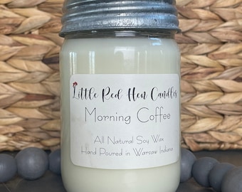 Morning Coffee Aromatherapy Candles | All-Natural Soy Wax & Dried Flowers | Essential Oil Infused | Toxin Free Candle