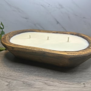 Holiday Dough Bowl Candle | Hand-Poured Soy Wax Candle | Christmas Scented Candles  | Reusable Wooden Bowl | Cozy Holiday | Home Decor Gifts