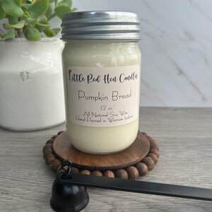 Pumpkin Bread Scented Soy Candle - 12 oz Mason Jar Candle