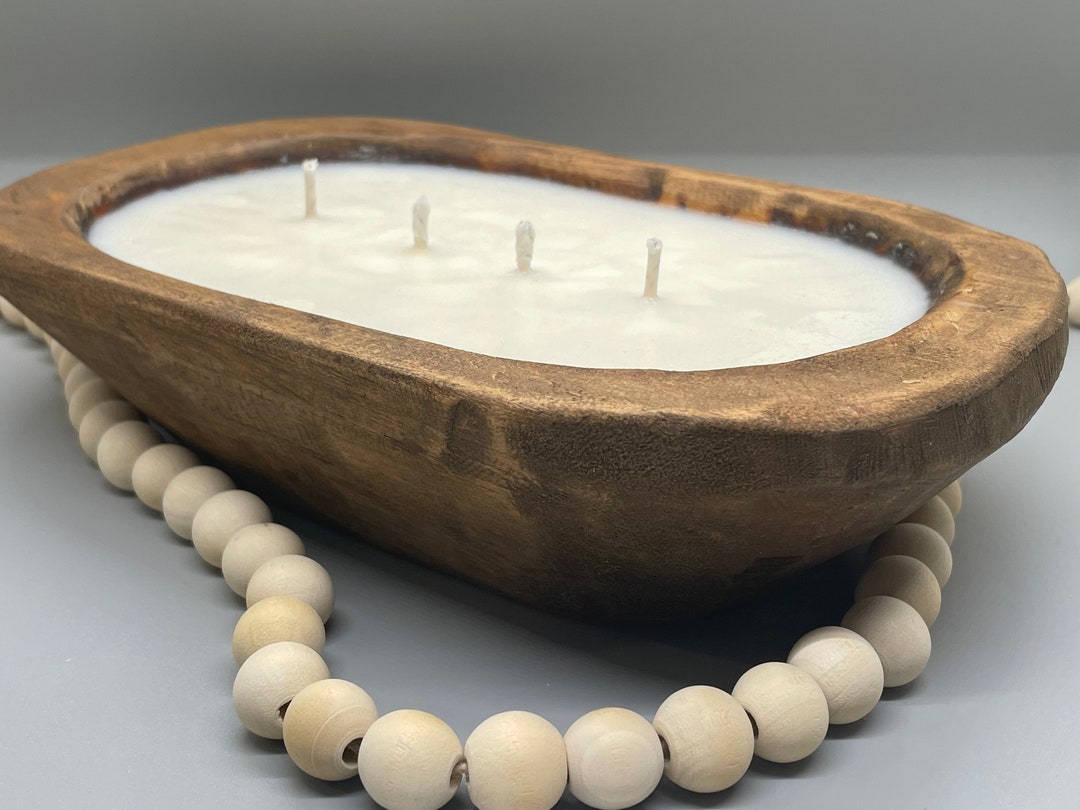 All Natural Soy Candle/ Wood Bowl Candle / Bread Bowl Candle / Pure Soy