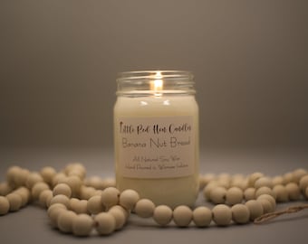 Soy Jar Candle, Banana Nut Bread Scent, Hand Poured 12 oz.