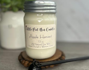 Apple Harvest: Set of 3  12oz. Fall Strong Scented Soy Handmade Jar Candles, perfect for fall home decor, fall gift set, hostess gift