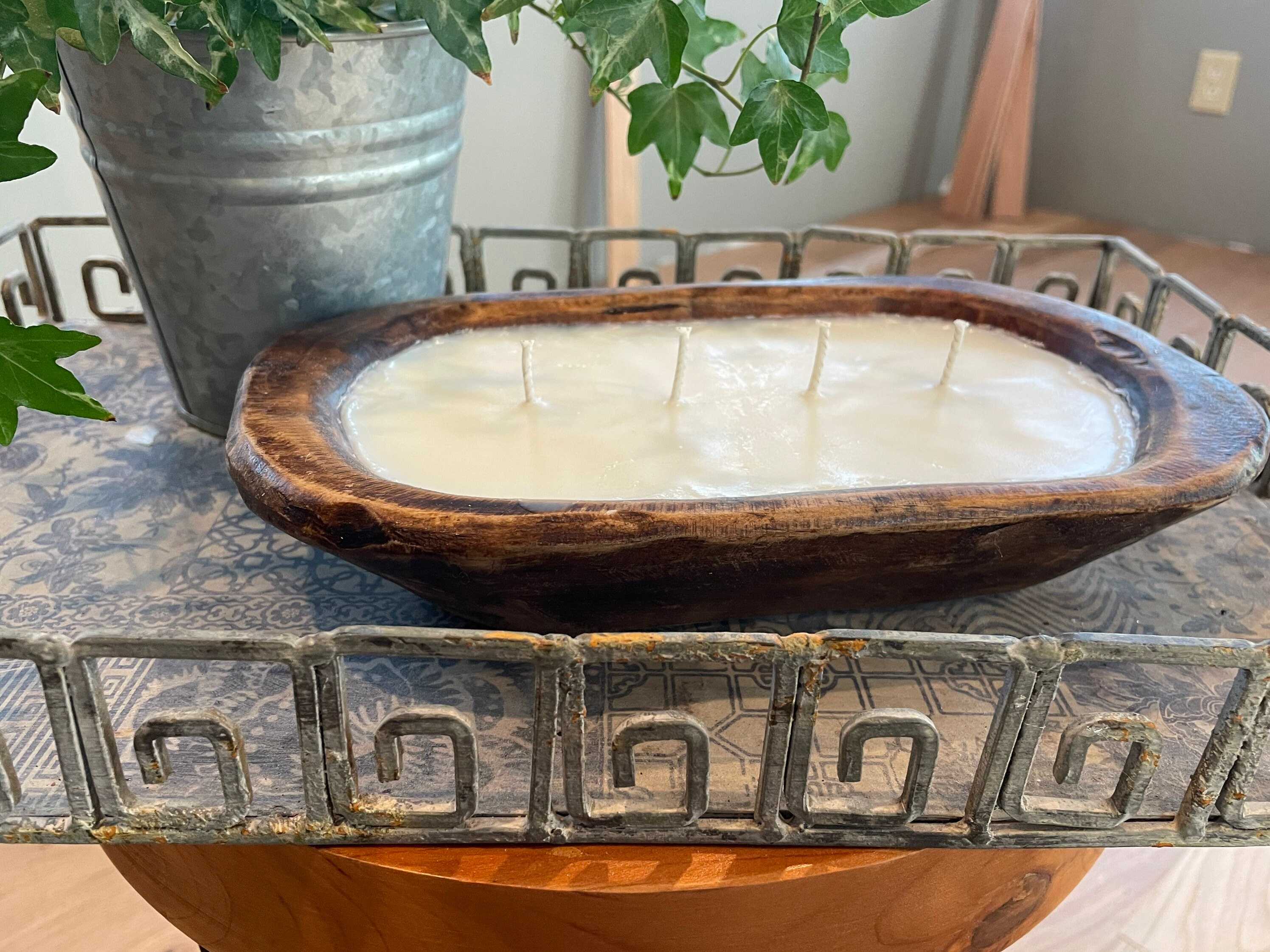 Dough Bowl Candle / 4 Wick Wood Bowl Candle / Bread Bowl Etsy