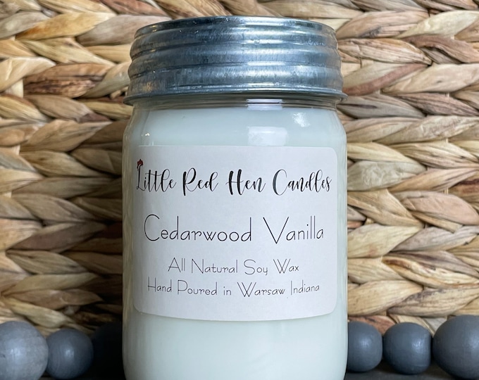 Cedarwood Vanilla  Aromatherapy Candles | All-Natural Soy Wax & Dried Flowers | Essential Oil Infused | Toxin Free Candle