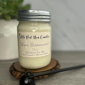Warm Butterscotch Soy Candle – 12 oz Fall Scented Jar Candle, Hand-Poured, Clean Burning,  Gift for Her, Cozy Autumn Scent, Fall Home Decor