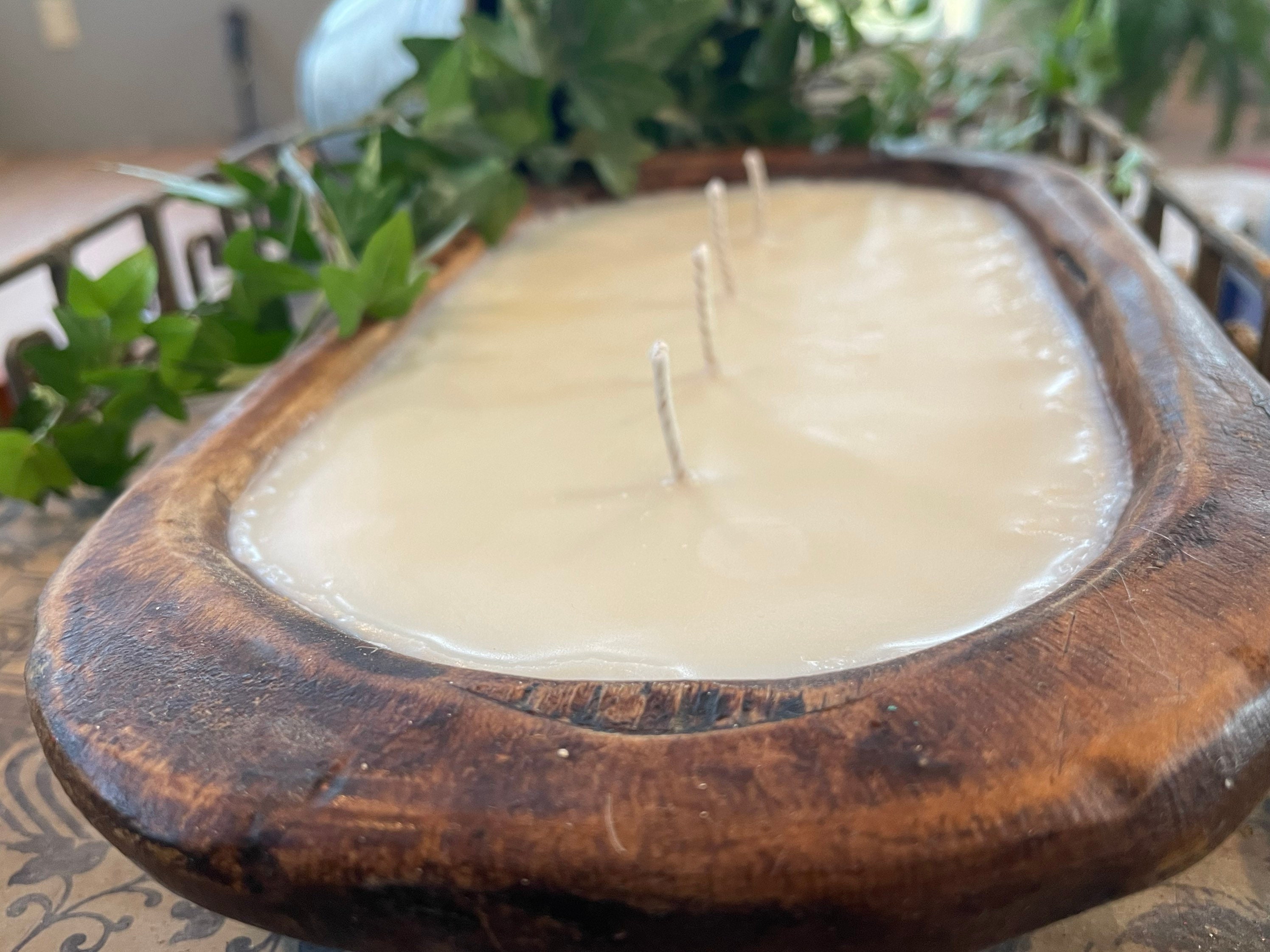 Dough Bowl Candle / 4 Wick Wood Bowl Candle / Bread Bowl Etsy