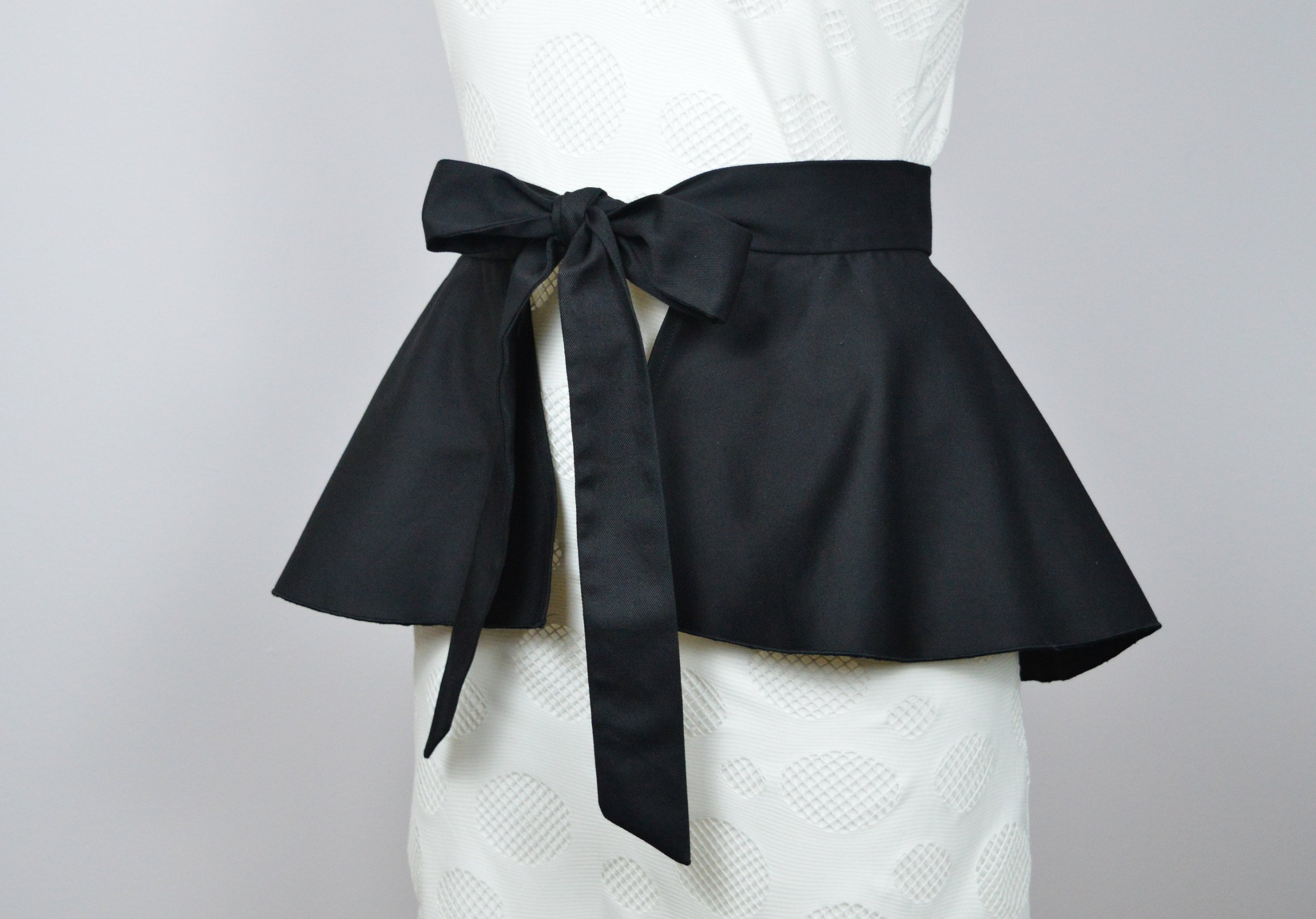 Black Peplum Belt With Ties, Basque Belt in Black, Red or