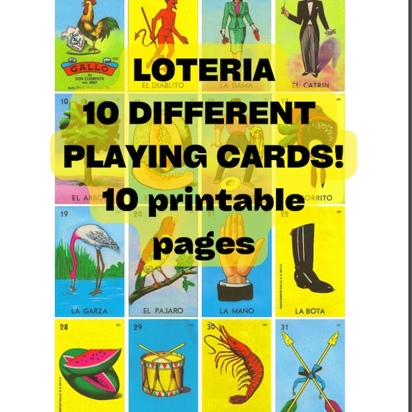 Printable Loteria Game Cards Etsy