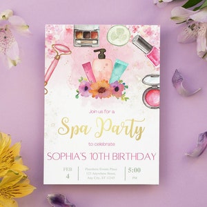 Spa Birthday Party Invitation, Manicure Pedicure Party Card, Makeup Invitation Template, Downloadable Decoration, Pamper Birthday Invitation
