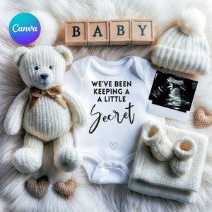 Modèle pour faire-part de grossesse Nous gardons un petit secret, carte de voeux bébé avec photo, faire-part de naissance numérique CARRÉ