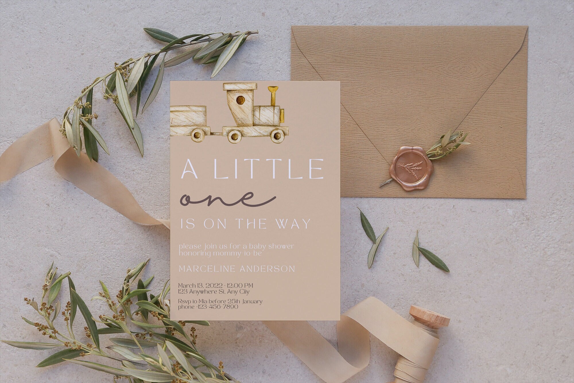 Minimal Baby Shower Invitation Printable Party Supply Beige - Etsy