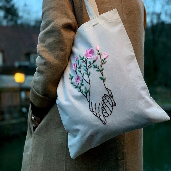 Jute bag - Hope "hand-embroidered"