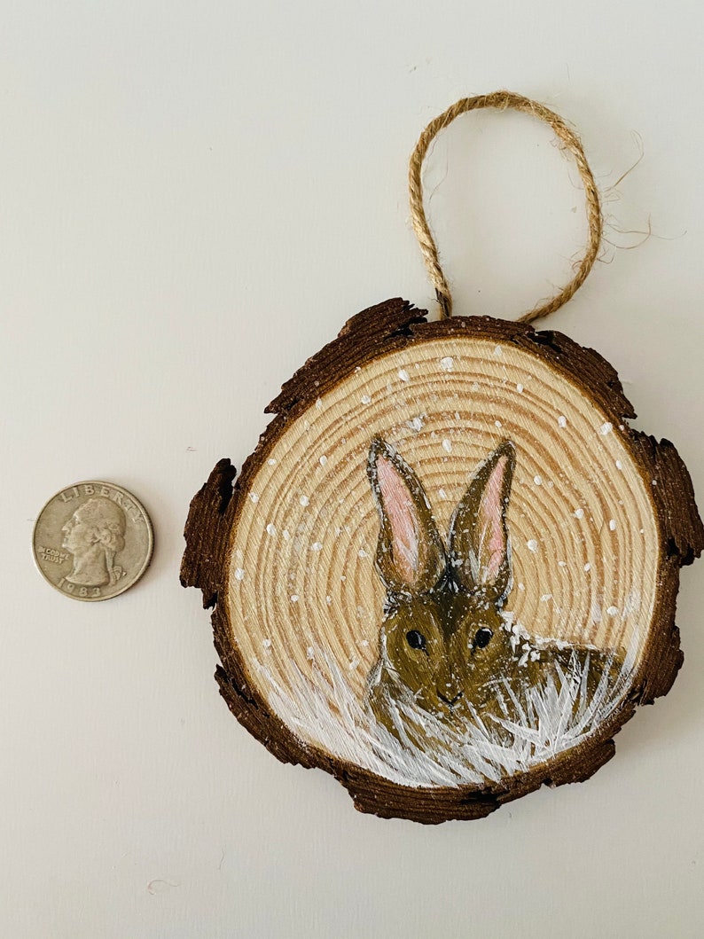 Holiday Ornaments Hand-Painted Wildlife Ornaments Fox Rabbit Flower decor