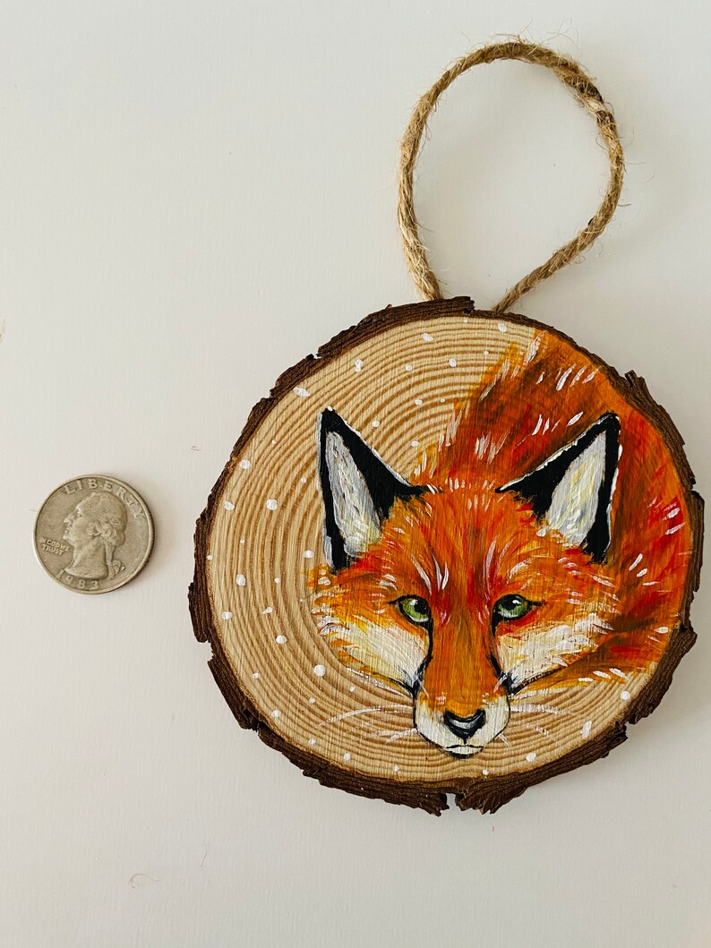 Holiday Ornaments Hand-Painted Wildlife Ornaments Fox Rabbit Flower decor