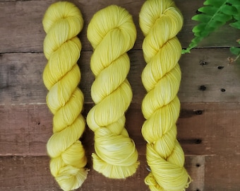 Butter Hand Dyed Yarn: Tonal Lemon Yellow, Superwash Merino