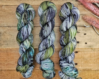 Frankenstein's Monster - Hand Dyed Yarn, Single Ply, DK, Fingering, Sock, Merino, Variegated, Speckled, Superwash, Indie Dyed Yarn, Nylon