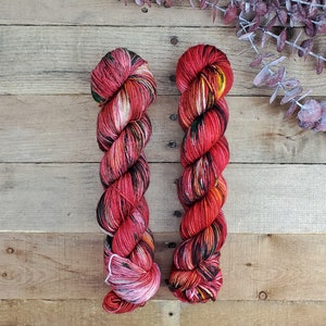 Poinsettia - Hand Dyed Yarn, Fingering, Sock, DK, Merino, Superwash, Nylon, Indie Dyed Yarn, Variegated, Speckled, Christmas