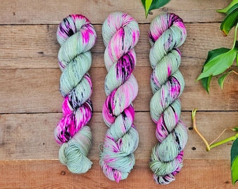Cactus Flower - Hand Dyed Yarn, Single Ply, DK, Fingering, Sock, Merino, Variegated, Speckled, Superwash, Indie Dyed Yarn, Nylon