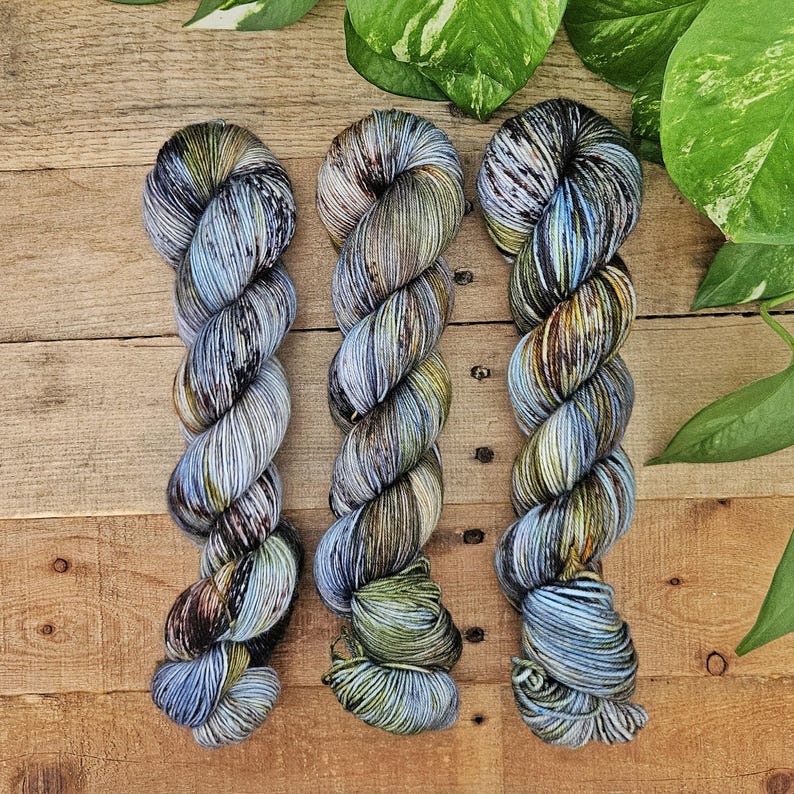 Laurie Strode Hand Dyed Yarn - Speckled Variegated Superwash Merino Wool image 1