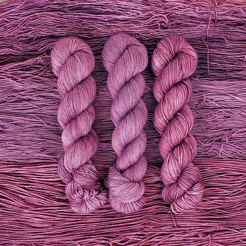 Mulberry Hand Dyed Yarn, Single Ply, DK, Fingering, Sock, Merino, Tweed, Mohair, Superwash, Indie Dyed Yarn, Tonal image 6