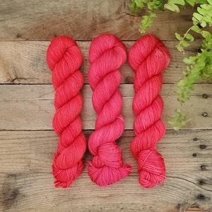Strawberry Margarita - Hand Dyed Yarn, Single Ply, DK, Fingering, Sock, Merino, Tonal, Superwash, Indie Dyed Yarn, Nylon, Mohair, Tweed