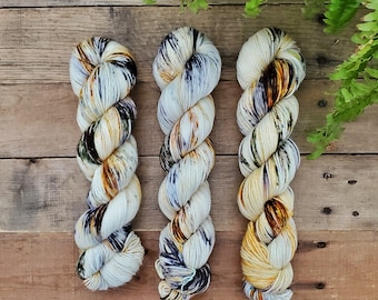 Toasted Marshmallow - Hand Dyed Yarn, Single Ply, DK, Fingering, Sock, Merino, Variegated, Speckled, Superwash, Indie Dyed Yarn