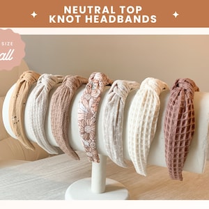 Neutral Top Knot Headbands, Handmade by StitchesByPaige, Fits Child to Adult, Boho Hair Accessories for Women and Girls