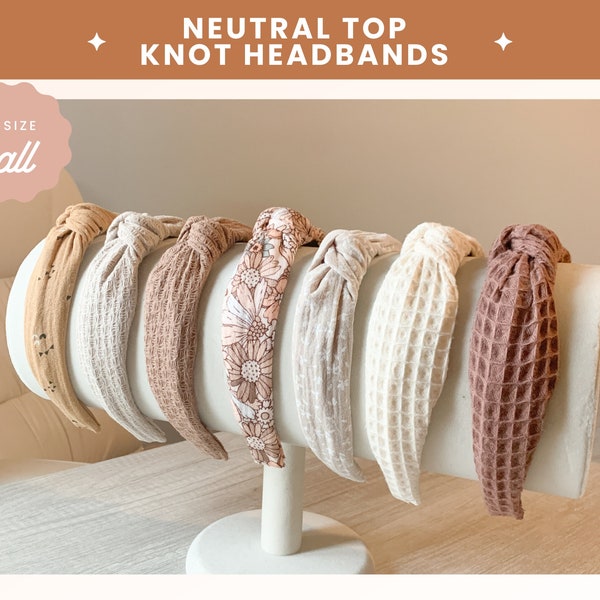 Neutral Top Knot Headbands, Handmade by StitchesByPaige, Fits Child to Adult, Boho Hair Accessories for Women and Girls