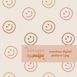 Boho Regenbogen Smiley-Gesichter, nahtloses Muster, digitale Muster, nahtlose Dateien für Stoff, Muster wiederholen, nahtloses Smiley-Gesicht