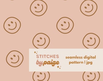 Pink and Orange Smiley Faces, Seamless Pattern, Digital Patterns, Seamless Files for Fabric, Repeat Pattern, Seamless Smiley Face