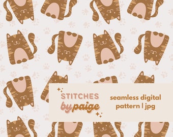 Boho Cats, Digital Patterns, Seamless Files for Fabric, Repeat Pattern, Boho Fabric for Download, Cat lovers Fabric