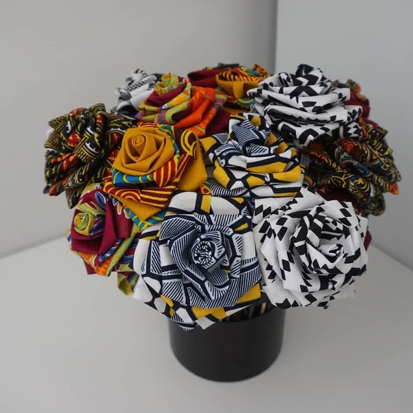 Roses/flowers in wax /print cotton wax ideal for indoor use/30cm high