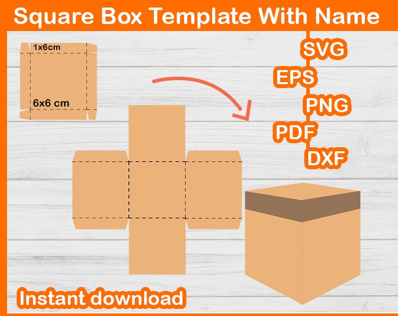 Make Your Custom Square Box Template SVG, Box Template With Name Svg