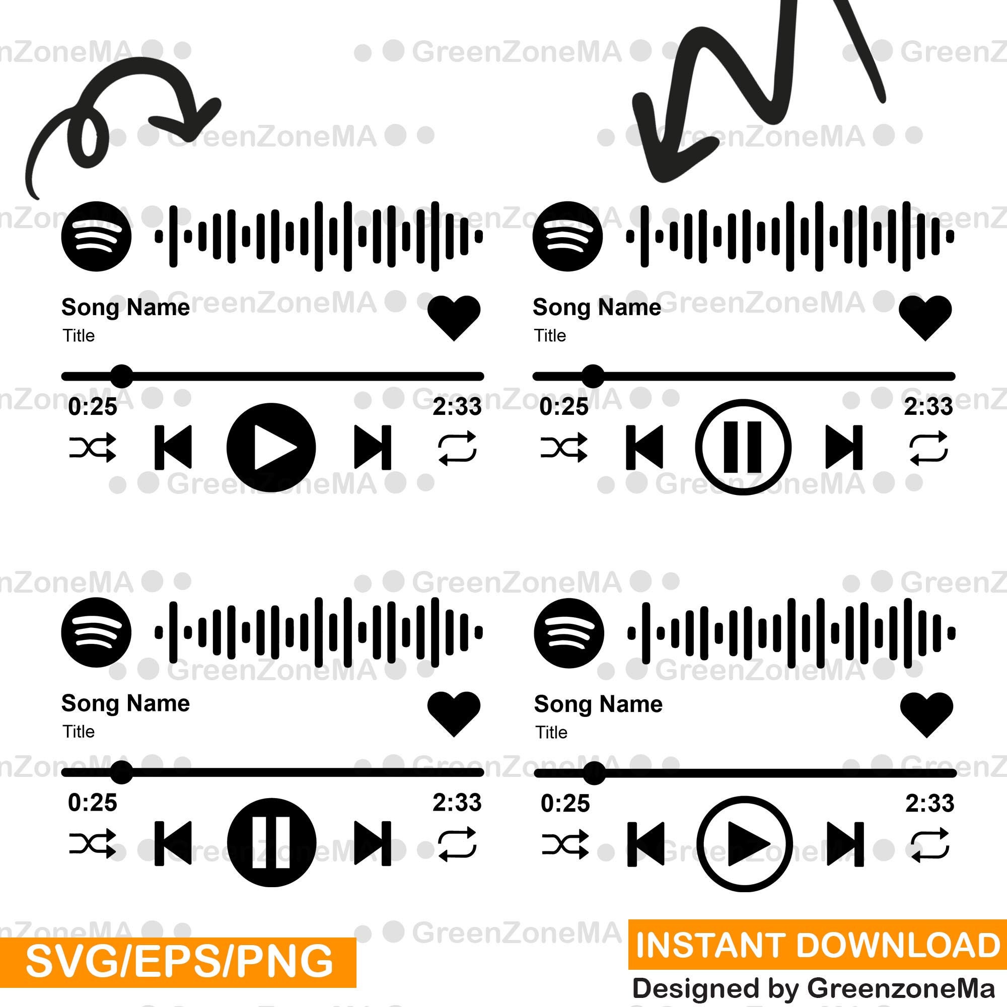 Spotify Music Player Pause/play SVG Files for Your Poster or Shirt ...