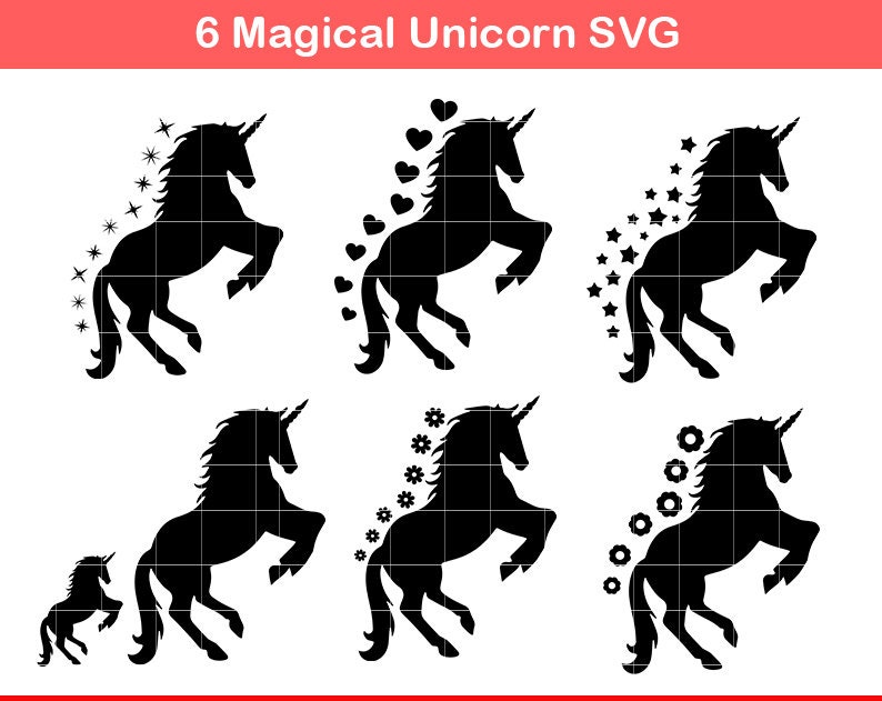 Magical Unicorn vector SVG Files For Artwork Cute Unicorn | Etsy