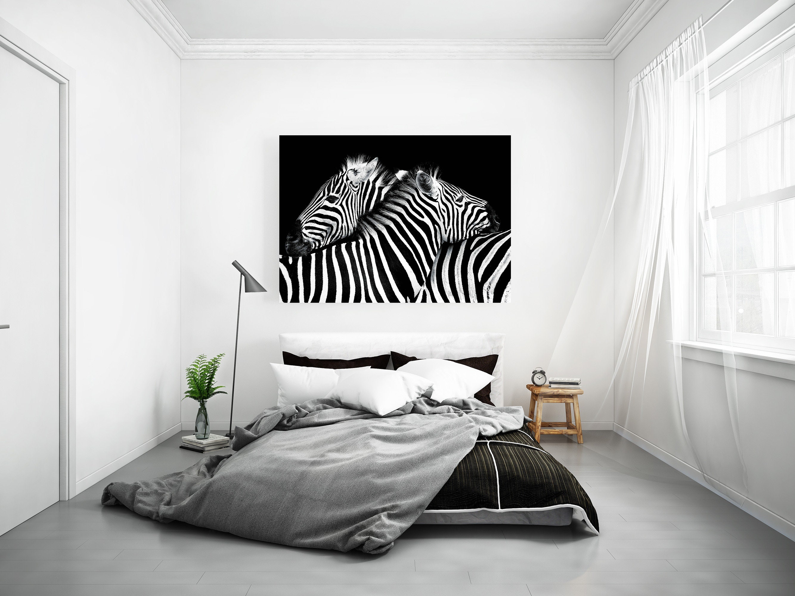 Printable Wall Art Zebra Hug Animal Décor Home Decor Black Etsy