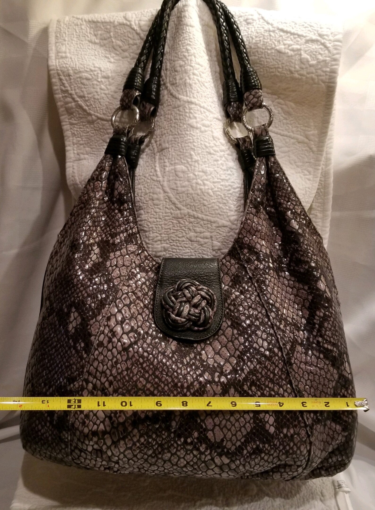 Brighton Leather Snake Print Hobo Bag. PreOwned Etsy