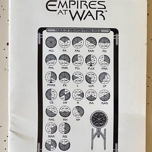 May include: A white Star Trek: Starfleet Command Volume II: Empires at War game guide. The cover features the Starfleet emblem and the game title. The guide includes a table of weapon firing arcs and game logos.