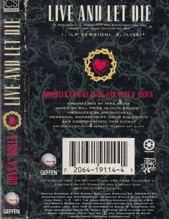 Guns N Rose Live and Let Die Cassette Single - Etsy