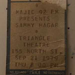 1979 Sammy Hagar concert ticket stub