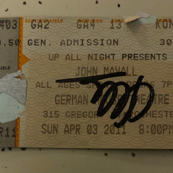 2011 Autographed John Mayall concert ticket stub