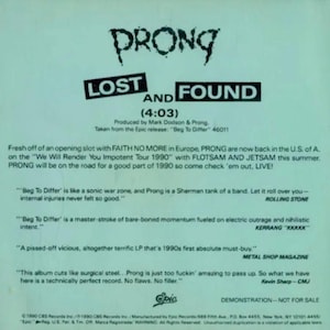 Prong Lost and Found CD Single Promo