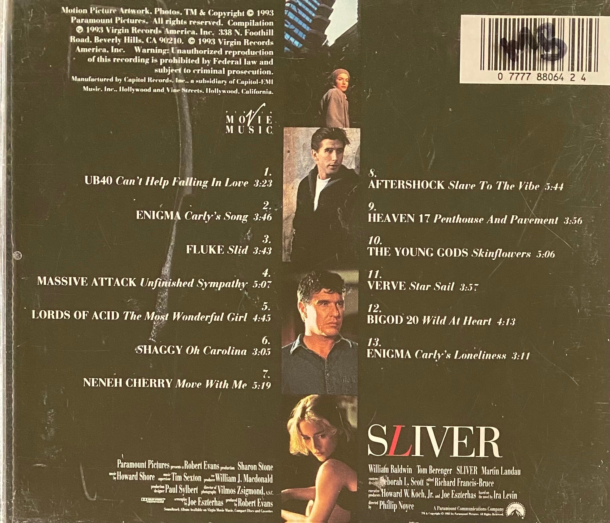 Sliver Soundtrack CD Lords of Acid, Verve, Neneh Cherry, Enigma