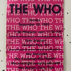 1982 The Who concert ticket stub