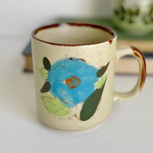 vintage mcm mug, unique handpainted floral design