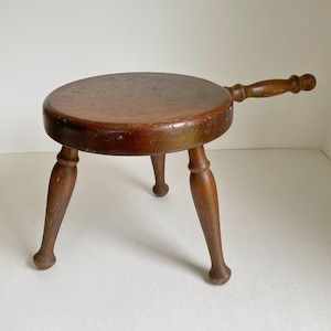 Vintage Wooden Stool: Mid-Century Plant Stand, Foot Rest - Maine Made
