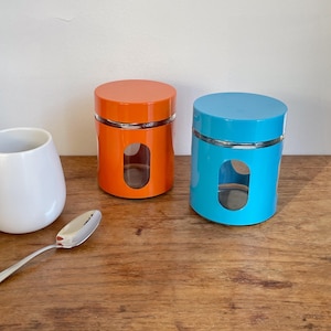 Vintage Glass Storage Jars: Retro Kitchen Canisters, Set of 2