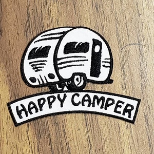 Embroidered Happy Camper Patch, Iron On Patch